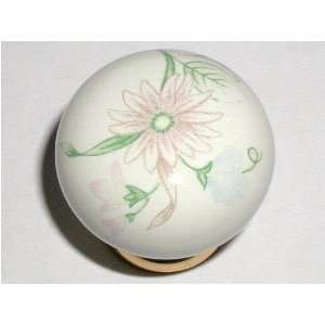 Britannia Knob   Ice White with Harlow Transfer and gold foot on 1 1/4 