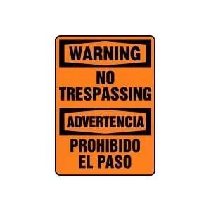  WARNING NO TRESPASSING (BILINGUAL) 14 x 10 Aluminum Sign 