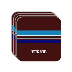 Personal Name Gift   VERNIE Set of 4 Mini Mousepad Coasters (blue 