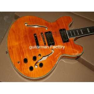  custom hollow body es335 jazz guitar orange whole: Musical 