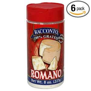 Racconto Grated Romano, 8 Ounce Shaker (Pack of 6)  
