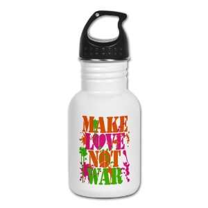   Water Bottle Make Love Not War Peace Symbol Sign 