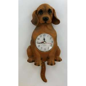    Dachshund Dog Pendulum Wall Clock Tail Wags: Home & Kitchen
