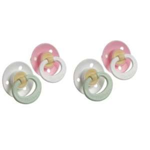   Center Silicone Pacifiers, 0+ Months, Pink & White, (2 PACK): Baby