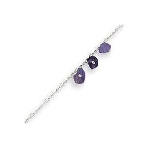   Inch Polished Amethyst Beaded Figaro Anklet   10 Inch: West Coast