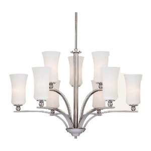   32ö Polished Nickel Chandelier with Etched Opal Glass Shade 1629 613