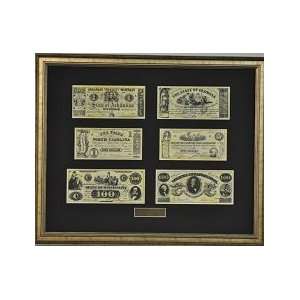  Framed Confederate Currency Replica 1862 1864 (Set A 