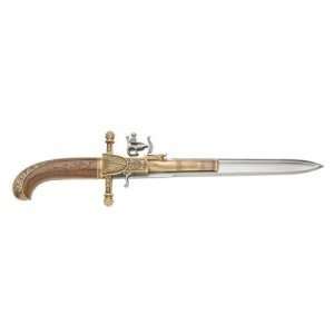  Hunting Flintlock Dagger Pistol with Wood Grips: Sports 