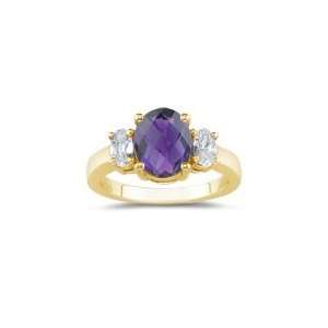  1.00 Ct White Sapphire & 2.20 Cts Amethyst Ring in 18K 