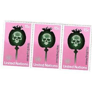  1973 United Nations Skull Poppy 15c Stop Drug Abuse 