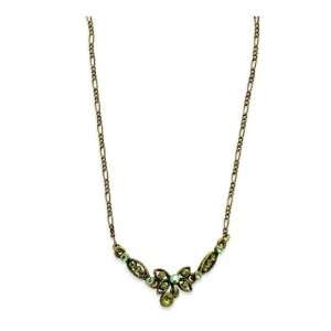  Olivine/Green AB Crys Butterfly 16w/Ext Necklace: Jewelry