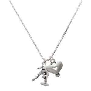  Gymnast Balance Beam and Silver Heart Charm Necklace 
