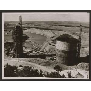    Work progresses,outlet towers,Kingsley Dam,NE,1938