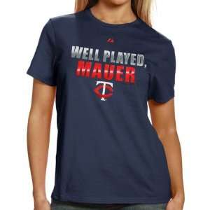   Twins Ladies Navy Blue Well Played Mauer T shirt: Sports & Outdoors
