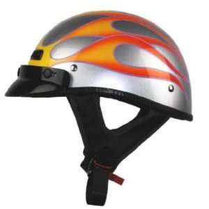   Mens Vega XTS Orange Flame/Silver Half Helmet. 7235: Automotive