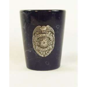  Police Badge Blue Marble Shot Glass: Kitchen & Dining