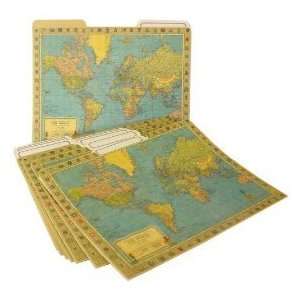  Cavallini Decorative File Folders World Map: Office 