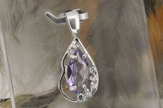 925 Silver 1.35 Ct Natural Purple Amethyst & CZ Pendant  