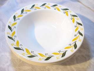 HOMER LAUGHLIN HLC353 YELLOW GREEN LEAF BERRY BOWLS  