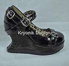 Demonia Bravo 10 goth gothic black patent platform wedge mary jane 