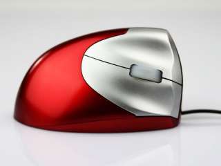 Plug & Play Red Ergonomic 3D Upright Horizontal Optical Wired Mouse 