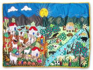 SUNNY ANDEAN FARM Peru FOLK ART Patchwork Wall Hanging: Tapestries 