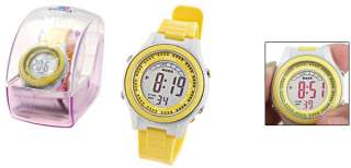 Child Alarm Hourly Chime Stopwatch Sports Wrist Watch Yellow  