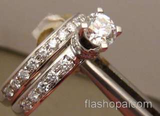 VVS  Diamond Engagement Ring & Wedding Band Set  14k White Gold 