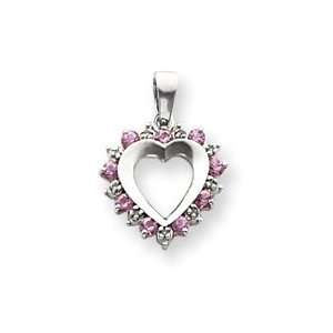   and Pink Sapphire Heart Pendant   Measures 23.3x17.1mm   JewelryWeb