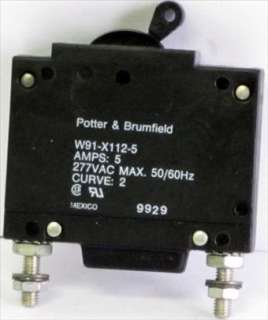 POTTER & BRUMFIELD W91 X112 5 CIRCUIT BREAKER 5A   NEW/UNUSED/SURPLUS 