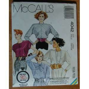  McCalls Pattern 4042 Misses Tops Size Large(18 20 