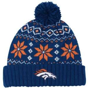   Broncos Womens Reebok Chunky Pom Cuffed Knit Hat