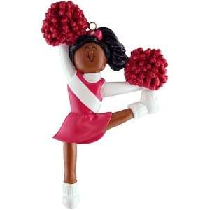  4084 Female Cheerleader Red AA  Christmas Ornament 