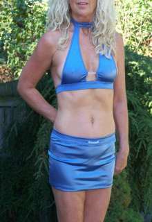 Satin Mini Skirt & Matching Halter Top With Clear Beads  