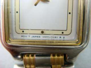 Vintage Silver & Gold Tone Seiko Ladies Watch V401 0541  