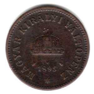  1895 Hungary 2 Filler Coin KM#481 