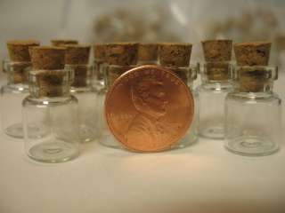   glass vials with cork tops. 0.5ml tiny bottles. Little empty jars lot