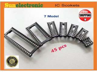 Assorted DIP IC Sockets Solder Type   7 model 45 pcs  