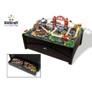 KidKraft Metropolis 100 Piece Wooden Train Table Set 706913179351 