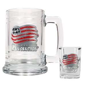 New England Revolution Glass Tankard and Square Shot Glass Boilermaker 