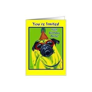   Ninety Fourth Birthday Party Invitation   Pug Dog Card: Toys & Games