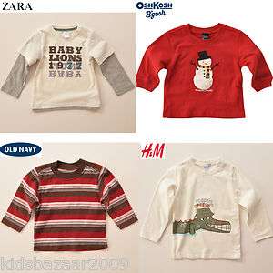 ZARA GAP H&M Oshkosh Baby Boy/Boy long sleeve T Shirts/ Tee Sz 3M 5T 