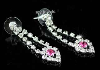 Wedding Bridal Pink Crystal Necklace Set S1152  
