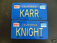 KNIGHT RIDER Trans Am KARR CA. license plate SET  