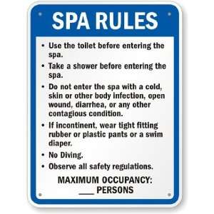  Arizona Spa Rules Sign Engineer Grade, 24 x 18