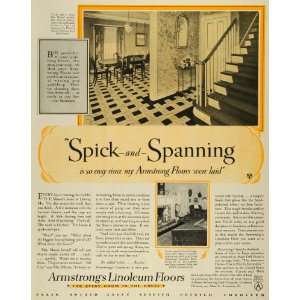  1928 Ad Armstrong Cork Co Floors Wood Stairs Mrs. D. P 