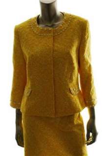 Tahari ASL NEW Jake Petite Skirt Suit Yellow Stretch 12P  