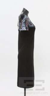 Alexander McQueen Black Wool Blue Coy Fish Sleeve Dress Size Small NEW 