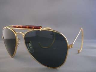 Vintage WWII Pilot Cablebar Gold Aviator Sunglasses 14A  