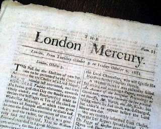 Rare BRITISH 17th Century London England 1682 Newspaper  